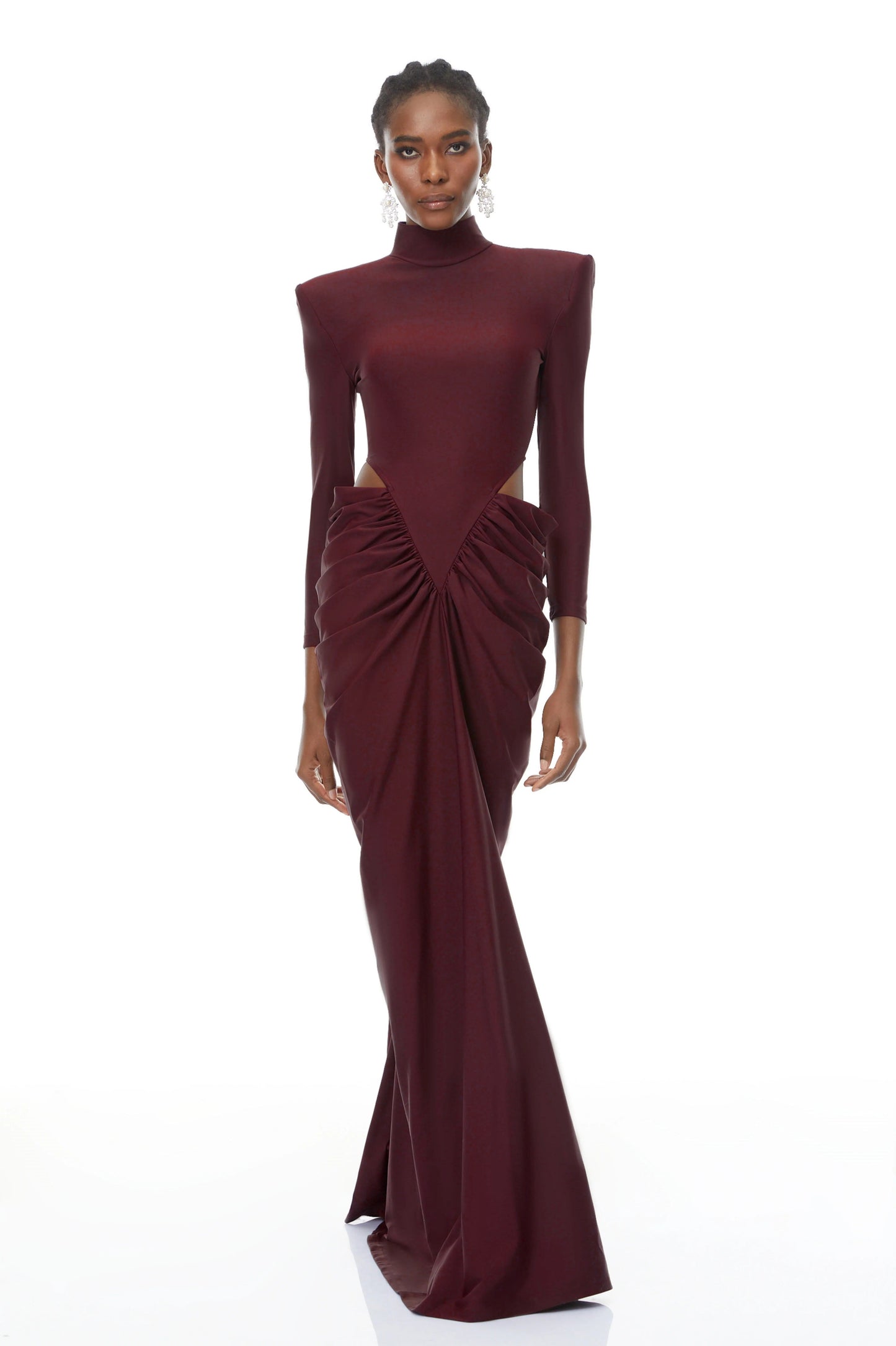 Arlene Red Cut Out Ruched Maxi Dress