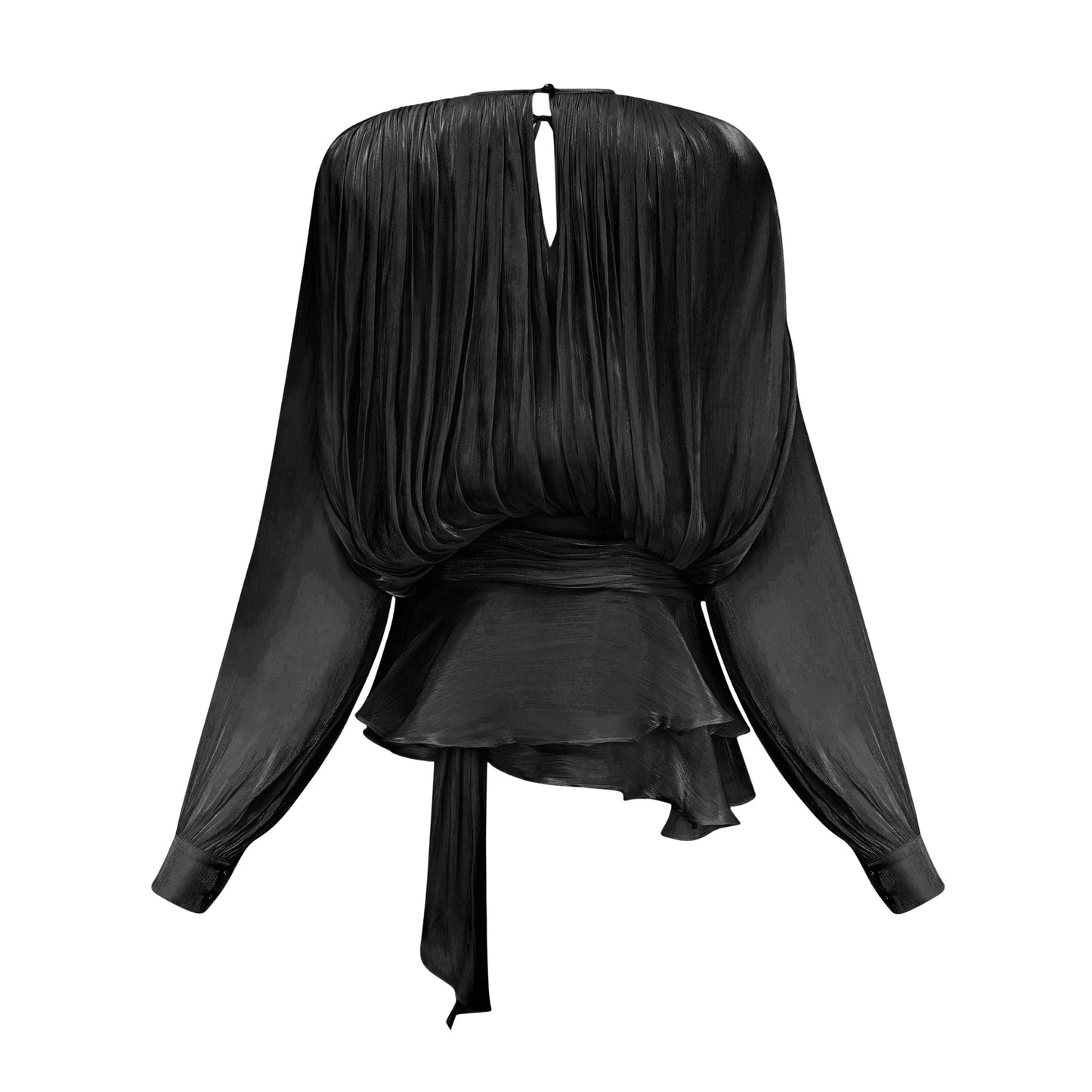 Eugénie Black Fully Pleated Ruffled Mini Dress