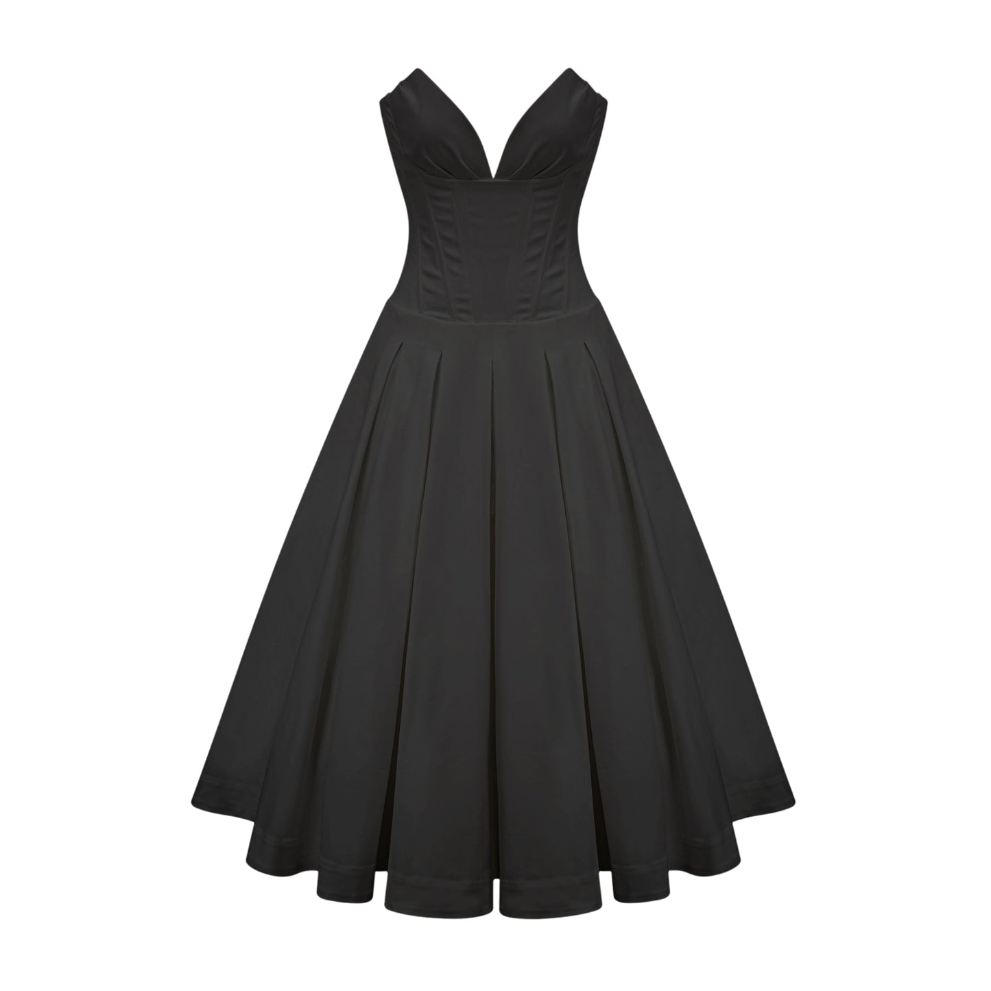 Katherine Black Off-Shoulder Corset Midi Dress