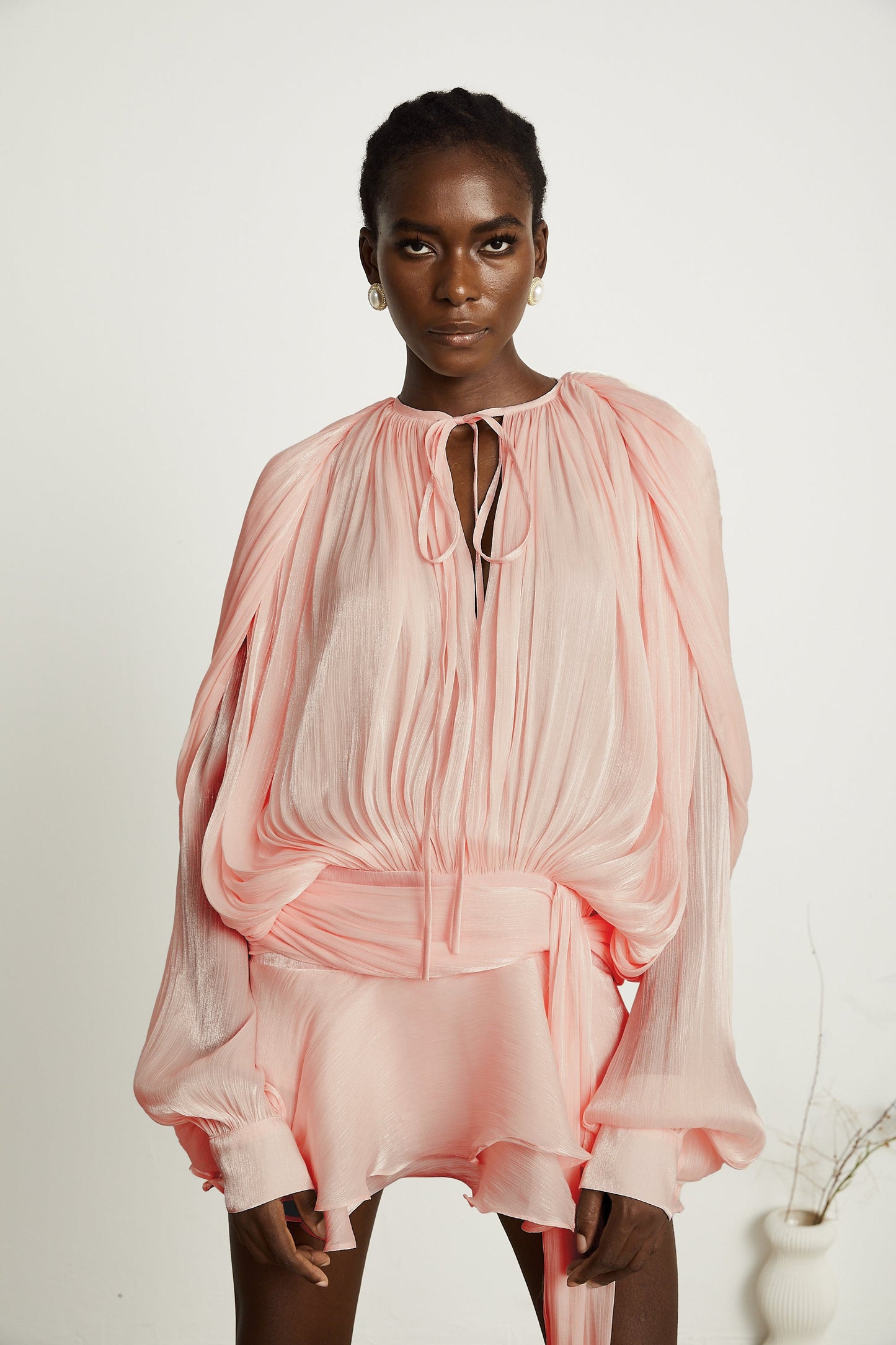 Eugénie Pink Fully Pleated Ruffled Mini Dress