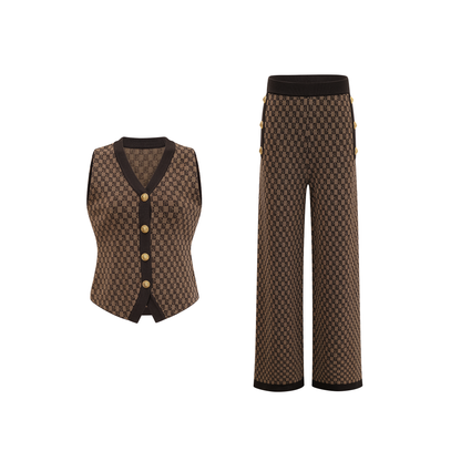 Cyrielle monogram-jacquard top & trousers matching set（Final Sale）