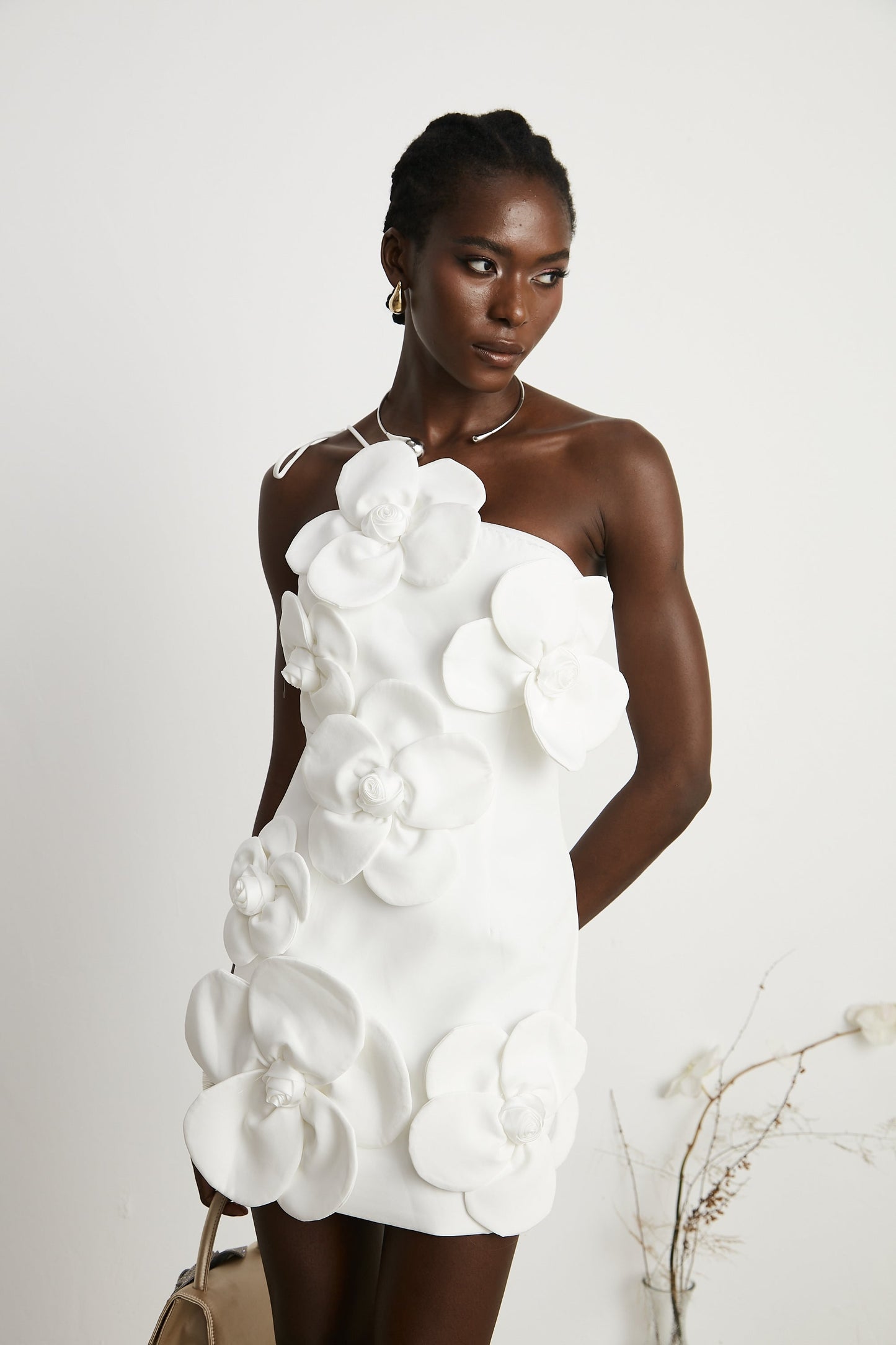 Liane White Floral Off-Shoulder Mini Dress