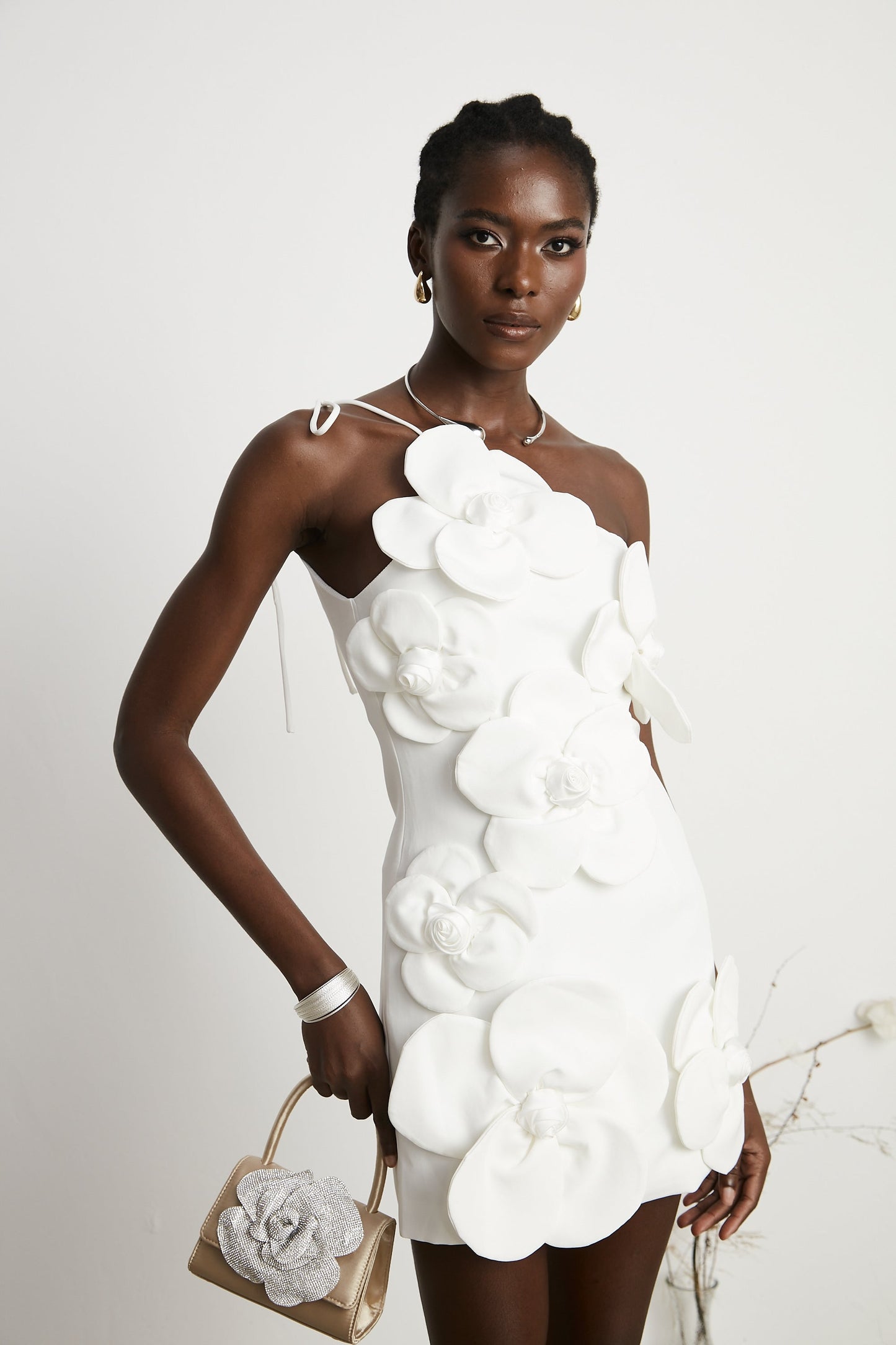 Liane White Floral Off-Shoulder Mini Dress