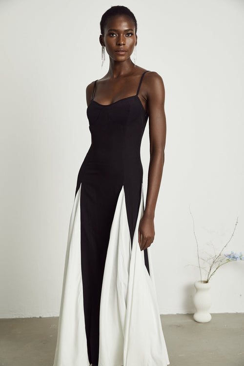 Sofie Two Tone Pleated Maxi Dress