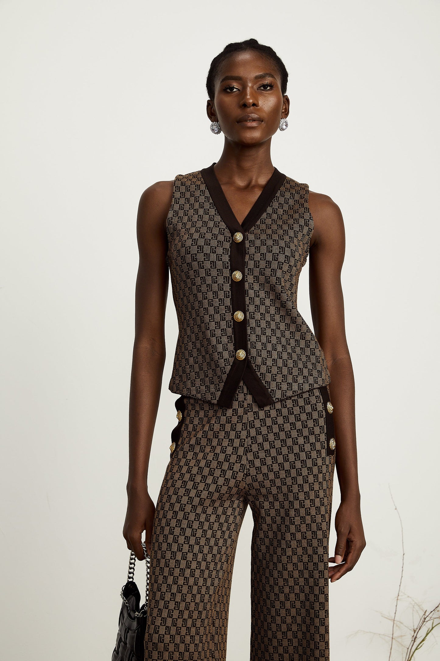 Cyrielle monogram-jacquard top & trousers matching set（Final Sale）