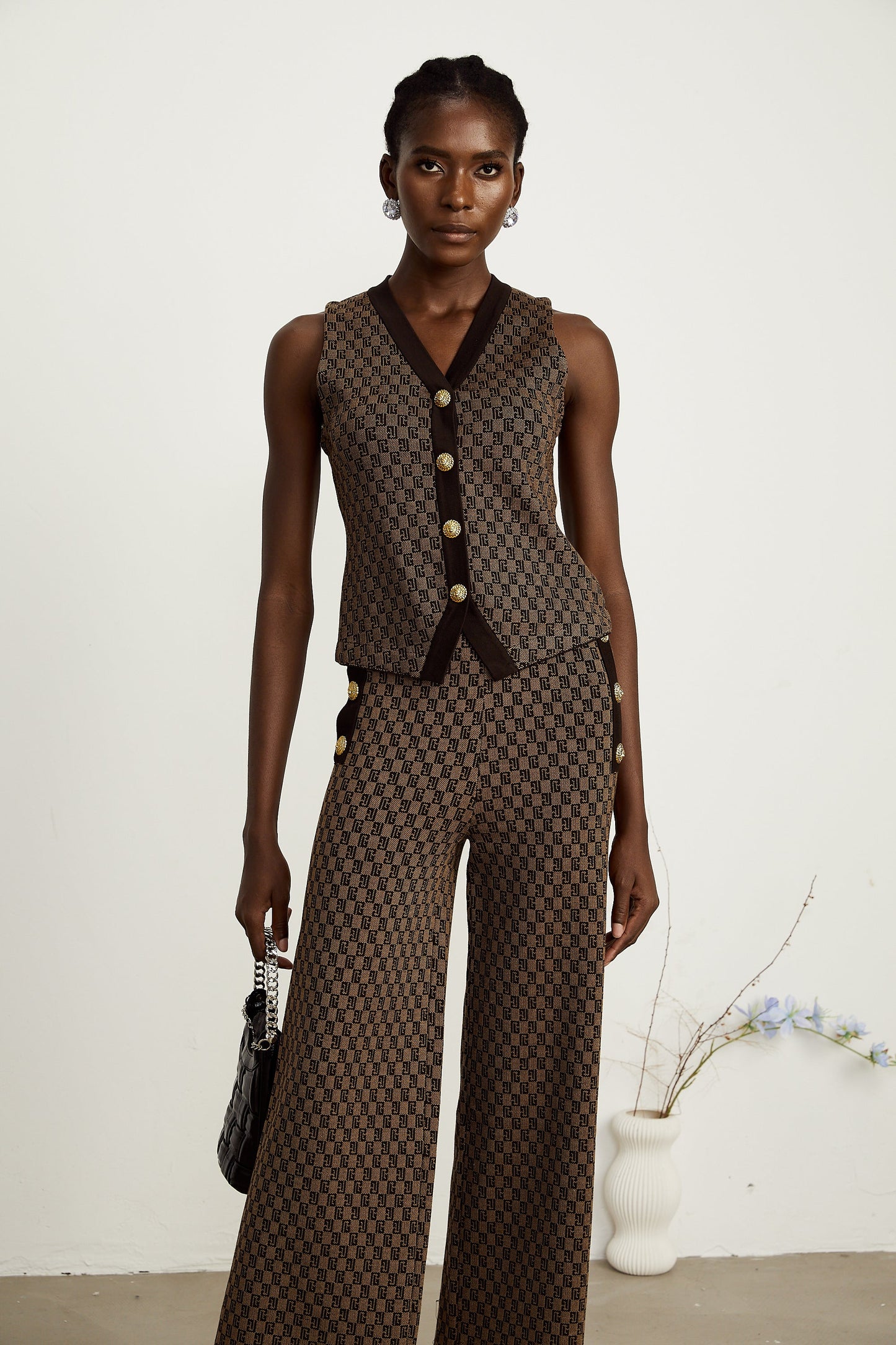 Cyrielle monogram-jacquard top & trousers matching set（Final Sale）