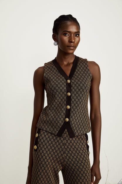 Cyrielle monogram-jacquard top & trousers matching set（Final Sale）