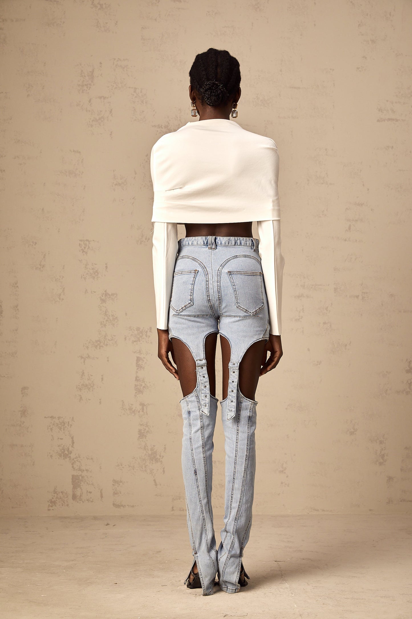 Hanna white ruched cropped top (Final Sale)