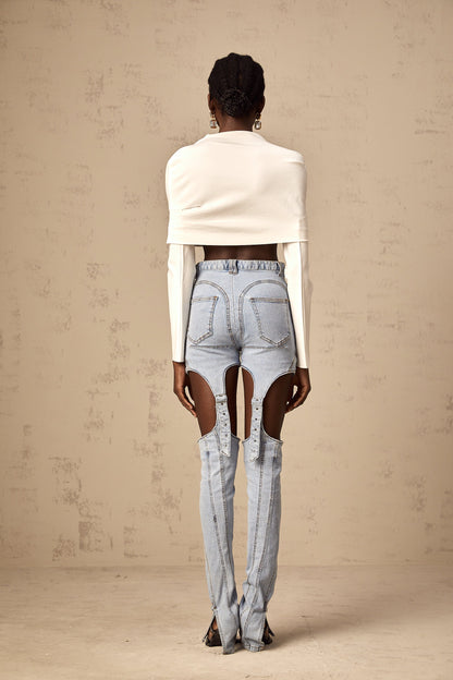 Hanna white ruched cropped top (Final Sale)