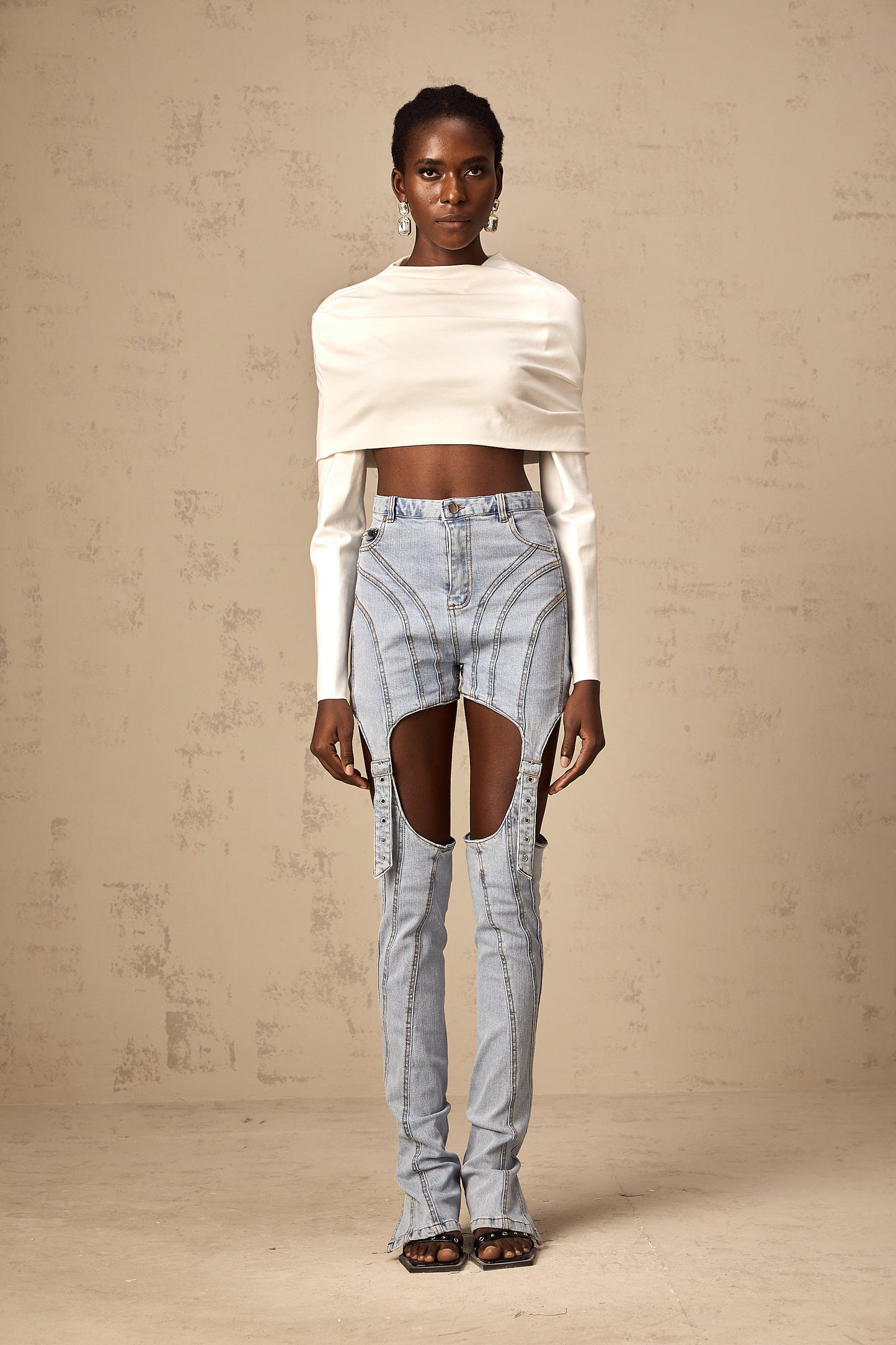 Hanna white ruched cropped top (Final Sale)