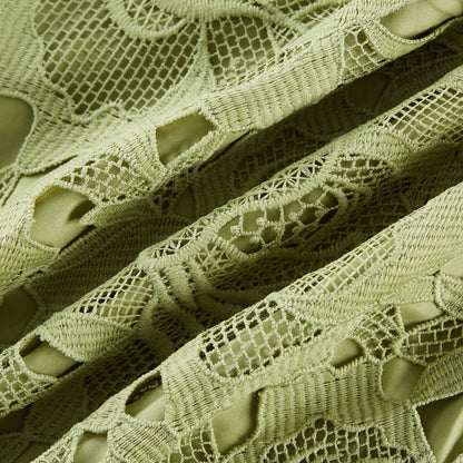 Inès lace floral embroidered cut-out midi dress in Green