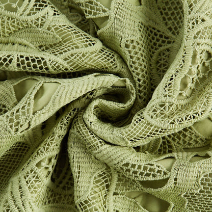 Inès lace floral embroidered cut-out midi dress in Green