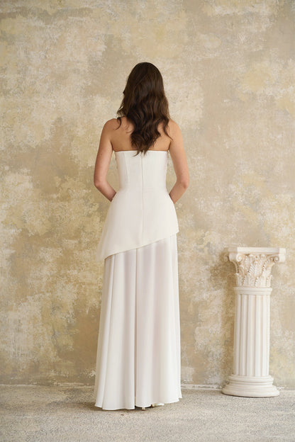 Melisande White Embellished Dress & Skirt Set