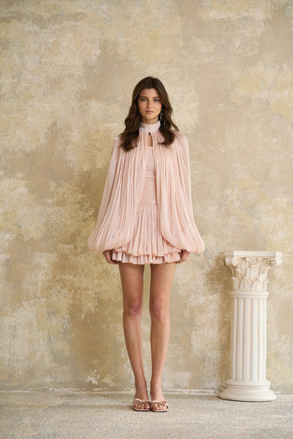 Bernice Pink Glossy Cape & Dress Set