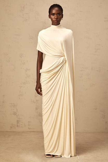 Fenella Asymmetrical Draped Cape & Dress Matching Set