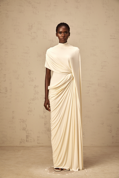 Fenella Asymmetrical Draped Cape & Dress Matching Set