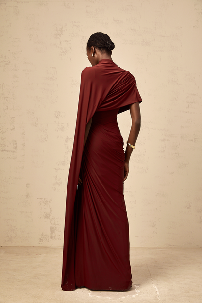 Fenella Asymmetrical Draped Cape & Dress Matching Set