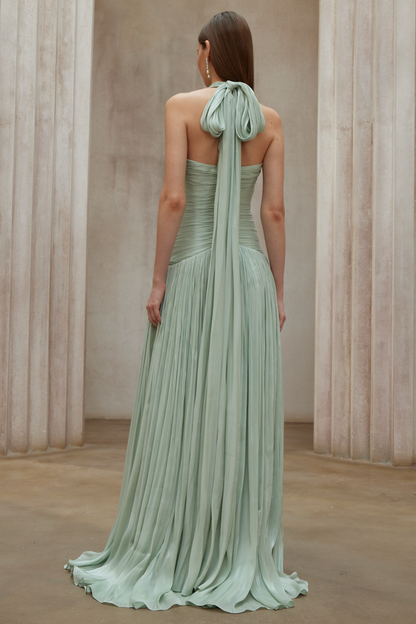 Uranie Mint Green Gathered Maxi Dress