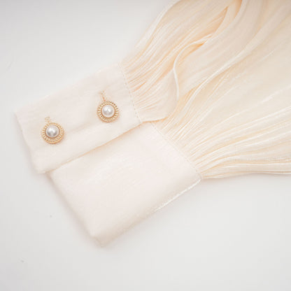 Eugénie Neutral Fully Pleated Ruffled Mini Dress