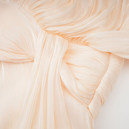 Eugénie Neutral Fully Pleated Ruffled Mini Dress