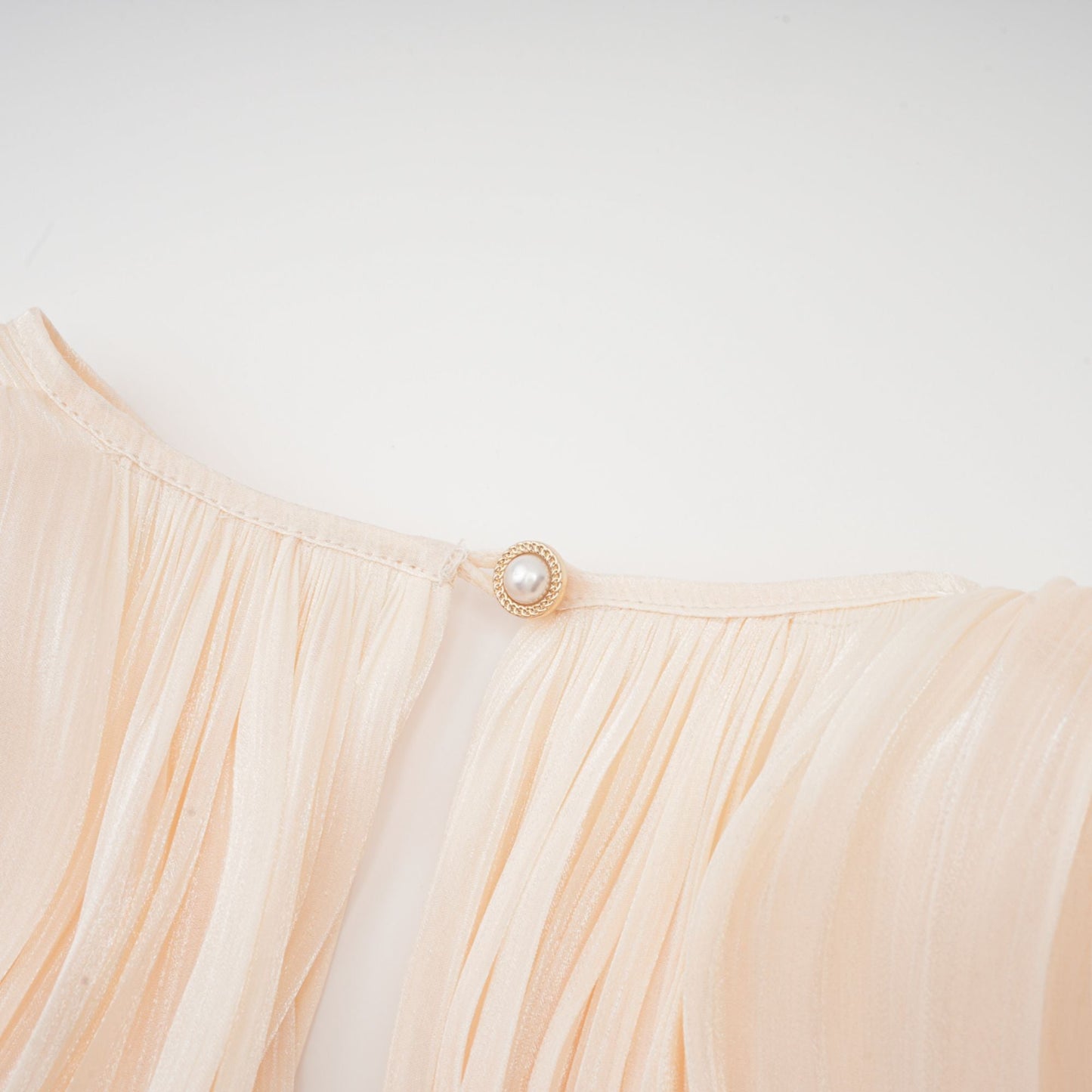 Eugénie Neutral Fully Pleated Ruffled Mini Dress