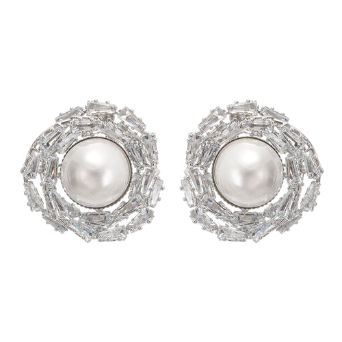 Emmelina crystal-embellished faux-pearl earrings