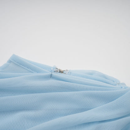 Catherine asymmetrical pleated maxi dress in Baby-blue