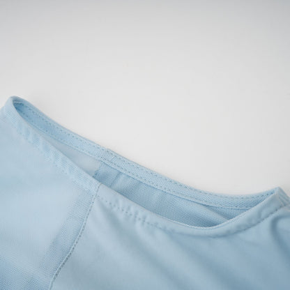 Catherine asymmetrical pleated maxi dress in Baby-blue