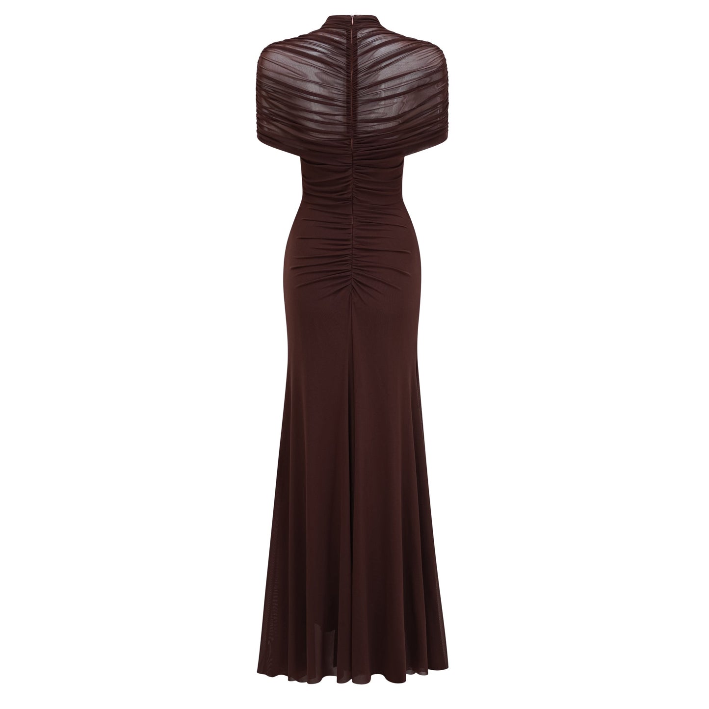 Bruna Cut-Out Ruched Mesh Maxi Dress