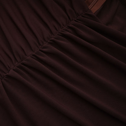 Bruna Cut-Out Ruched Mesh Maxi Dress