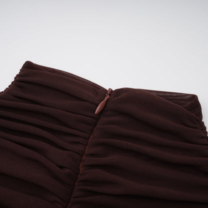 Bruna Cut-Out Ruched Mesh Maxi Dress