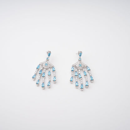 Raphaëlle Blue Crystal Embellished Sterling Silver Earrings
