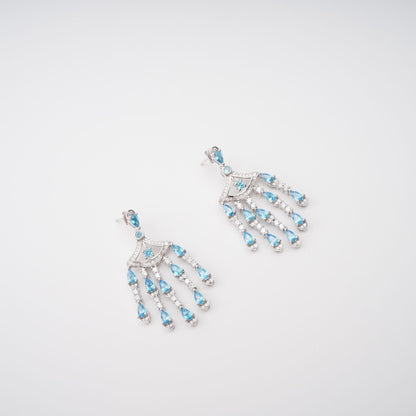 Raphaëlle Blue Crystal Embellished Sterling Silver Earrings