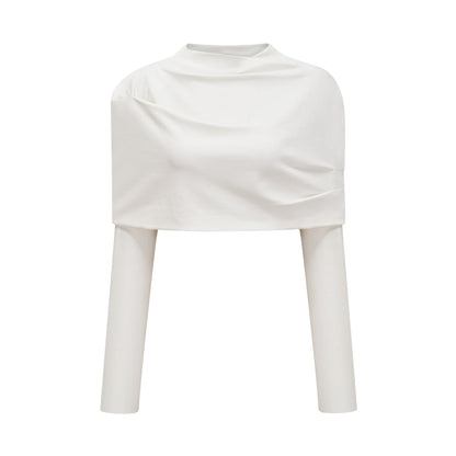 Hanna white ruched cropped top (Final Sale)