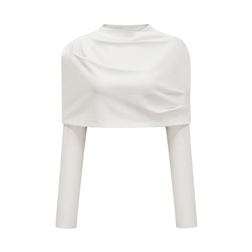 Hanna white ruched cropped top (Final Sale)