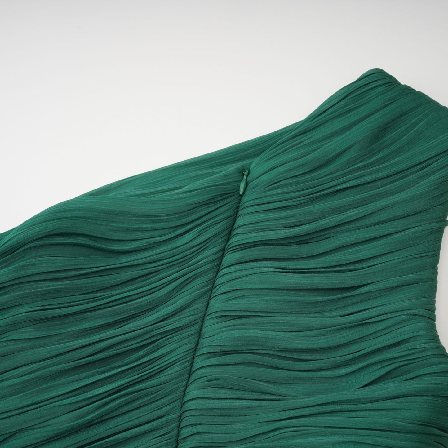 Emerald Green One Shoulder Ruched Maxi Dress