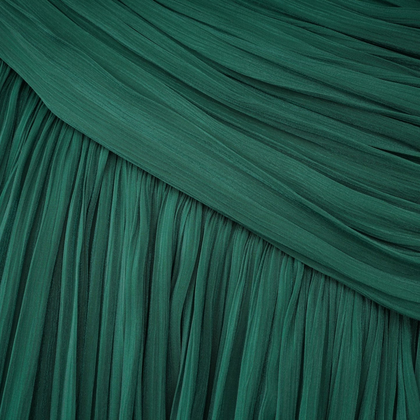 Emerald Green One Shoulder Ruched Maxi Dress