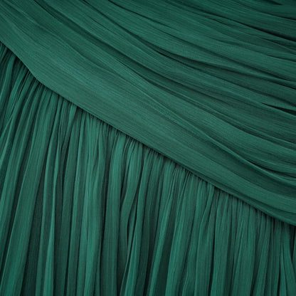 Emerald Green One Shoulder Ruched Maxi Dress