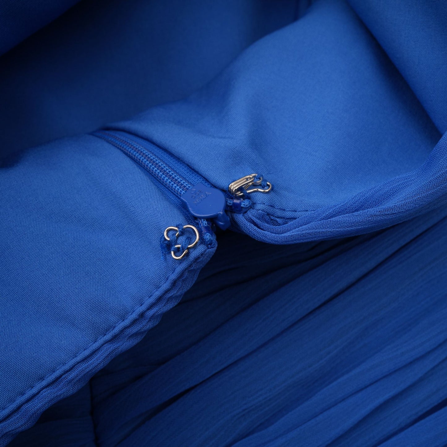 Faustine Blue Cape Design Ruched Maxi Dress