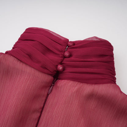 Théa Burgundy Asymmetrical Ruched Mini Dress