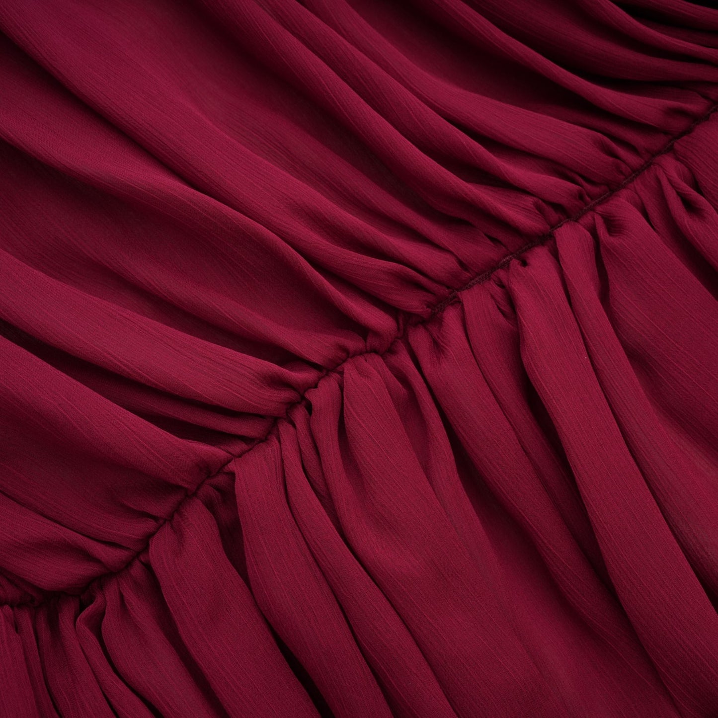 Théa Burgundy Asymmetrical Ruched Mini Dress