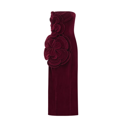Azura Red Floral Appliqué Maxi Dress