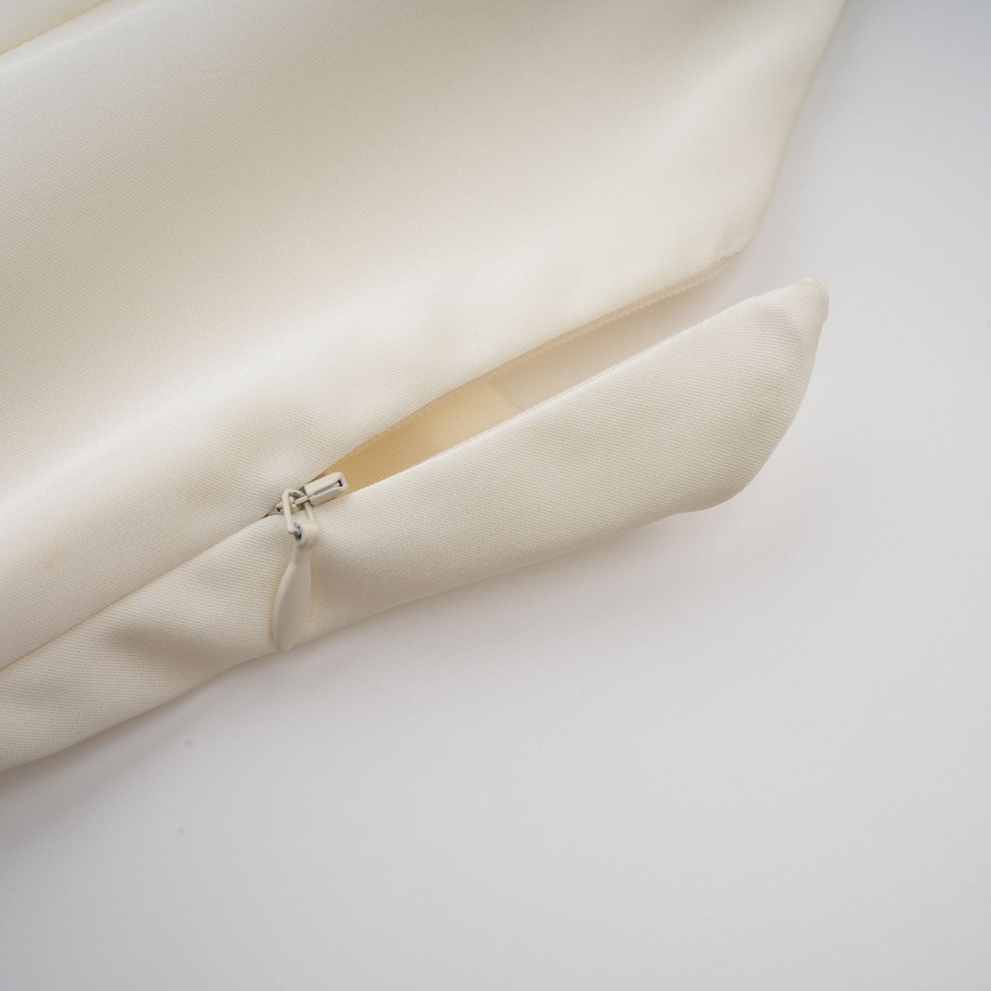 Lyna White Satin Ruffled Mini Dress with Shawl Panel Detail