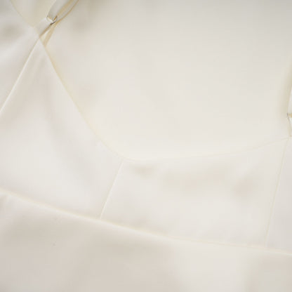 Lyna White Satin Ruffled Mini Dress with Shawl Panel Detail