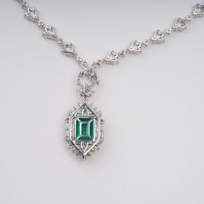 Anneli Green Emerald Cut Gemstone Pendant Sterling Silver Necklace