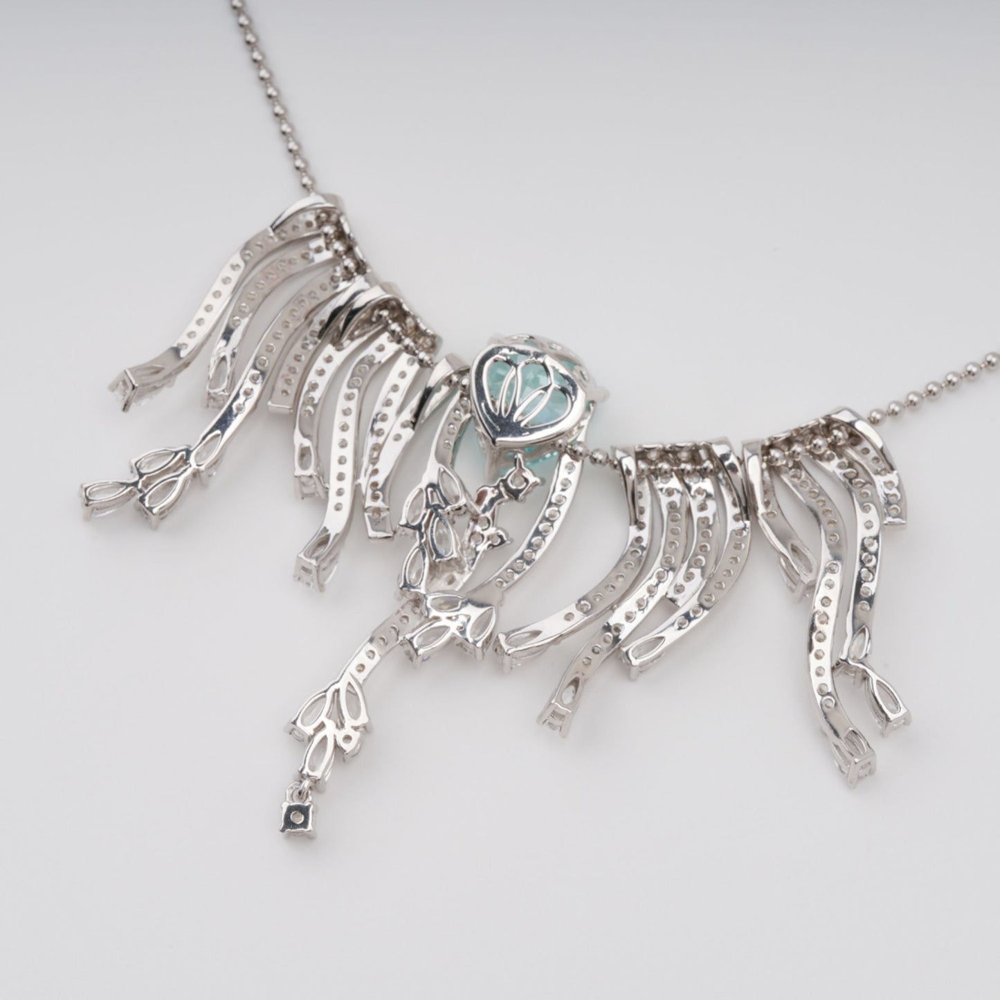 Beata Aquamarine Pear Cut Gemstone Asymmetrical Pendant Sterling Silver Necklace