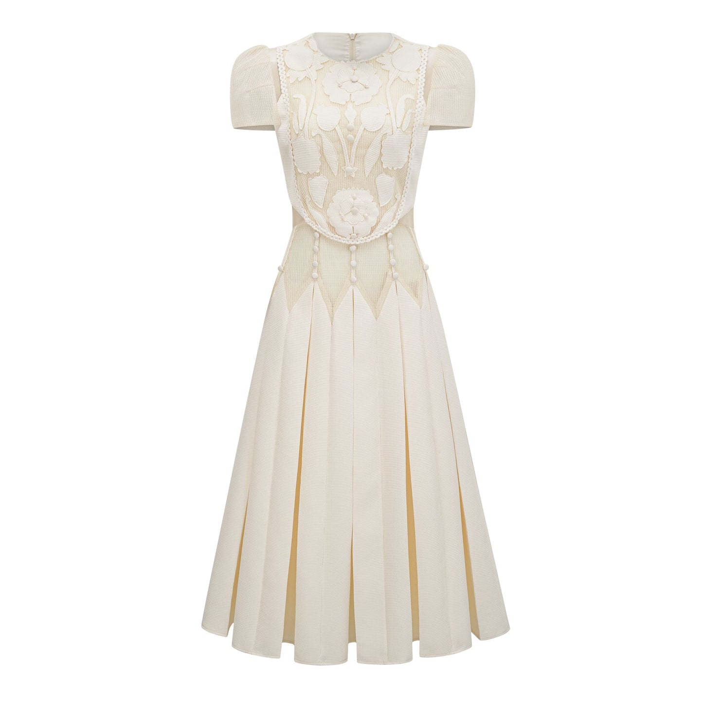 Maelle White Flower Embroidered Maxi Dress