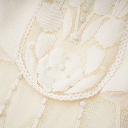 Maelle White Flower Embroidered Maxi Dress