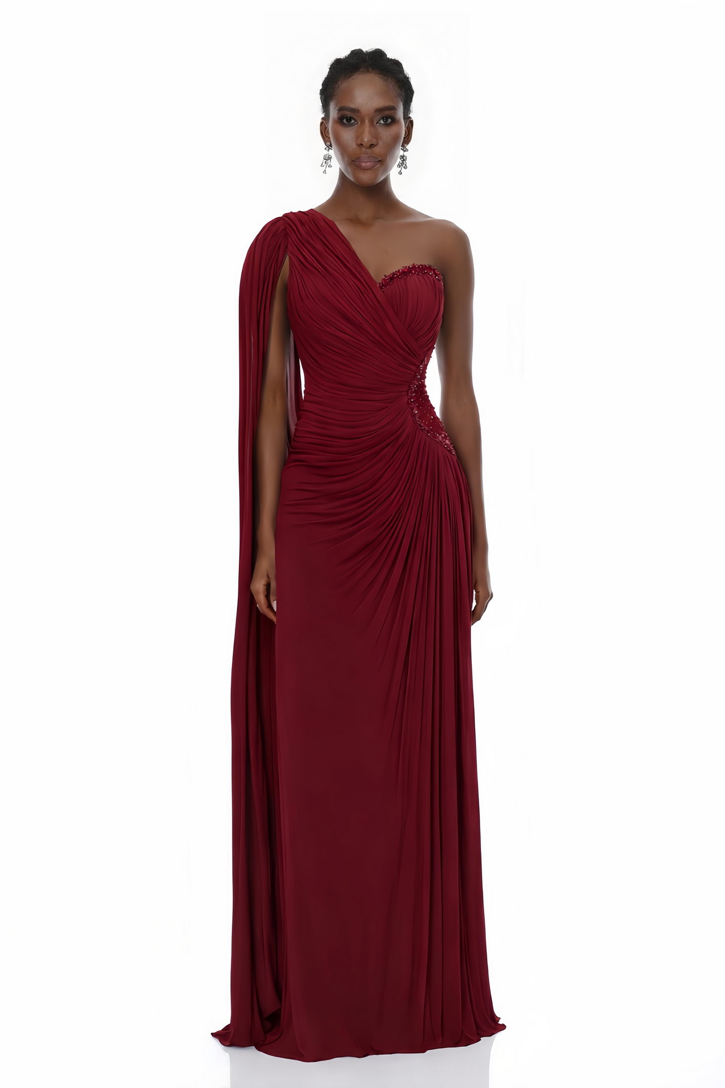 Katrin Red One Shoulder Ruched Maxi Dress
