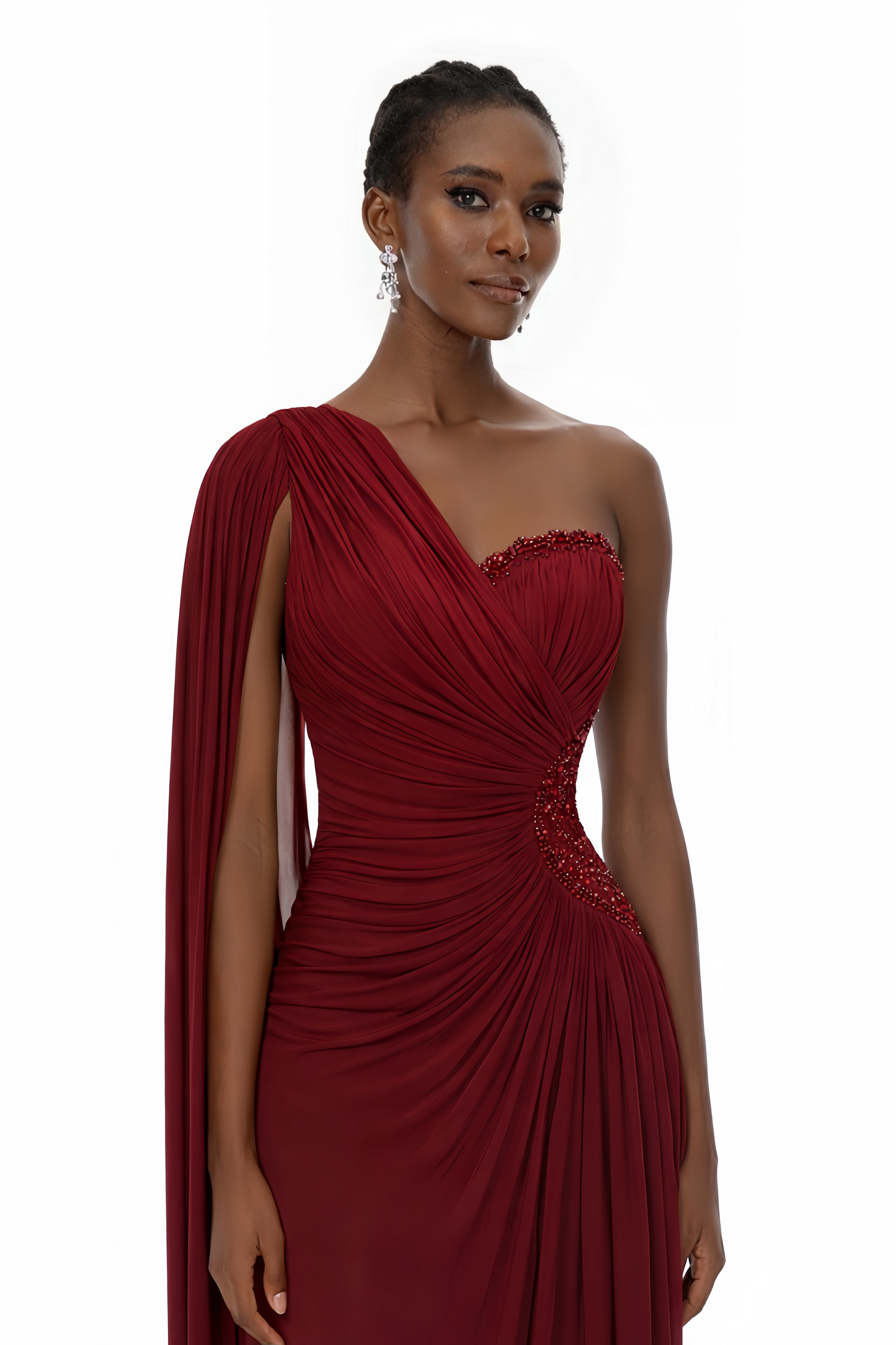 Katrin Red One Shoulder Ruched Maxi Dress